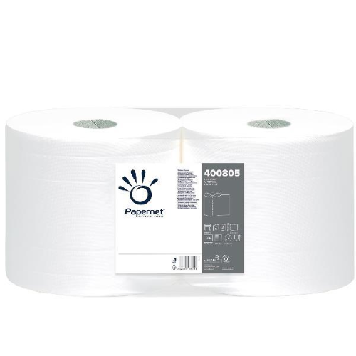 PAPERNET BOBINA ASCIUGATUTTO IN PURA CELLULOSA 2 VELI 550 STRAPPI 26X34.5 CM BIANCO CONF 2 Pz.